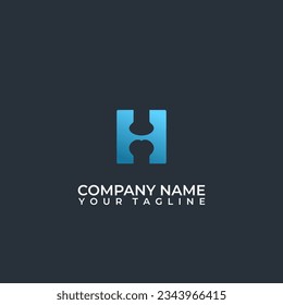 H letter logo design with negative space joints. Orthopedic vector logo.