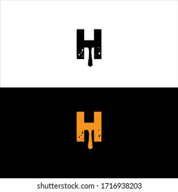 H letter logo design on black and white background