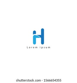 I H letter logo design template full vector 