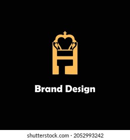 H letter logo design template with Castle and crown concept