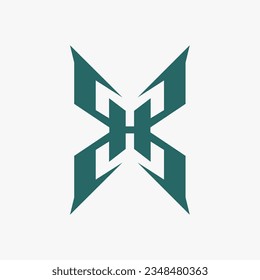 H letter logo design template with spooky butterfly style