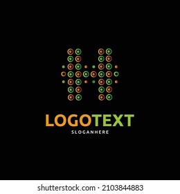H letter logo, H dotted style logo, colorful H logo