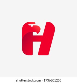 H letter logo with eagle head silhouette. Vector italic font perfect for sport identity, luxury posters and real estate company, etc.