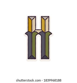 H letter logo faceted with dim colors. You can use it in your corporate identity, retro emblem, heraldry posters, agriculture design, and others. 