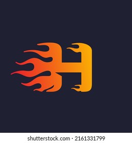 H letter logo, fire flames logo design.