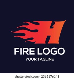 H letter logo, fire flames logo design.