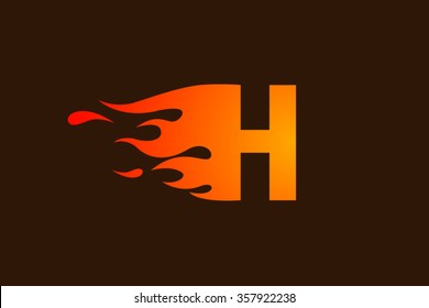 H letter logo, fire flames logo design.
