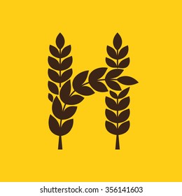 H letter logo formed by laurel wreath. Vector design template elements for your application or corporate identity.