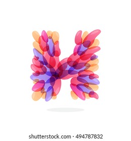 H letter logo formed by watercolor splashes. Brush stroke pattern. Vector elements for posters, t-shirts and cards.