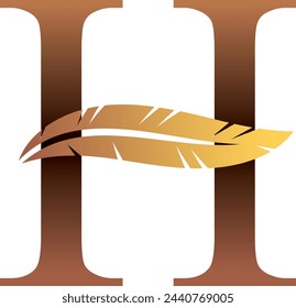 H Letter Logo Golden. Leaf Style - Vector