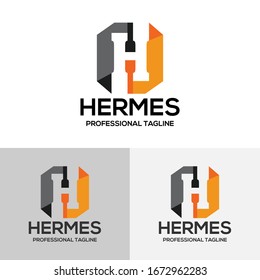 Logotipo de la letra H con el logotipo Hermes