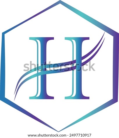 H letter logo, hexagon h, blue gradient h logo