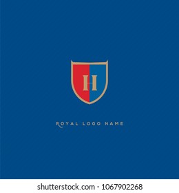 H Letter Logo, Icon in shield shape vector element.