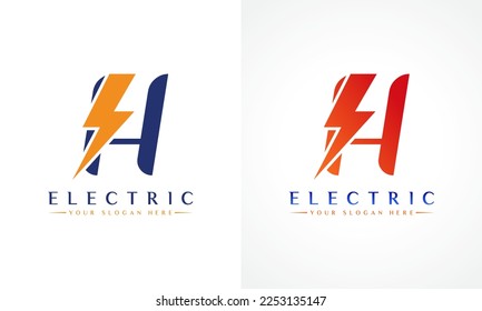 Logotipo De Letra H Con Diseño De Vector De Tornillos De Truco Lightning. Ilustración del vector con el logotipo H de la letra del tornillo eléctrico.
