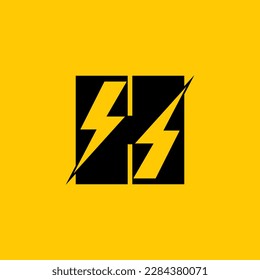 H Letter Logo With Lightning Thunder Bolt Vector Design. Electric Bolt Letter H Logo Vector Illustration.