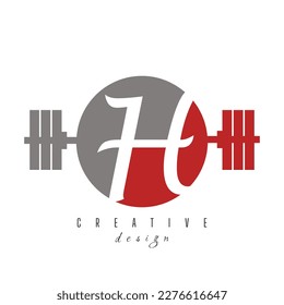 H letter logo with Modern and creative gym logo. Gym letter logo with red color gradient