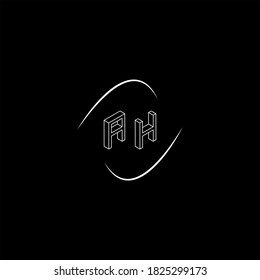 A H letter logo monogram design on black color background