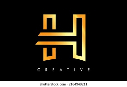 H Letter Logo Monogram with Gold Golden Lines and Minimalist Design Vector. Creative Modern Letter G Icon Sign Illustration.