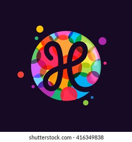 H letter logo with mosaic pattern. Abstract multicolored vector design template elements for your application or corporate identity.