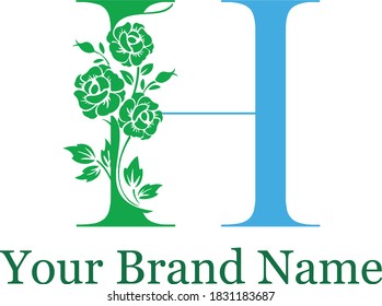 H letter logo with natural element