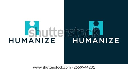 H letter logo and negative space human shape, human logo, human H letter logo
