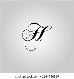 Logotipo de letra H con un bonito fondo blanco.Leyenda de letra manuscrita logotipo.Icono de escritura.
