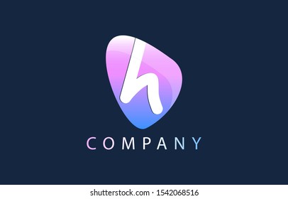 H Letter Logo. Oval Shape Modern Design with Glossy Look