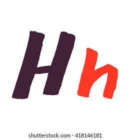 H letter logo painted with a brush. Hand drawn letters, design elements for use in posters or prints.