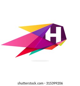 H letter logo with polygonal comet.