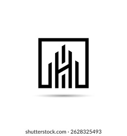 H letter logo and real estate symbol. Skyscraper logo. Property and Mortgage business logo.