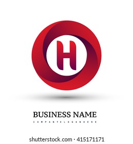 H letter logo in the red circle. Vector design template elements for your application or company identity.