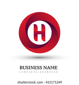 H letter logo in the red circle. Vector design template elements for your application or company identity.