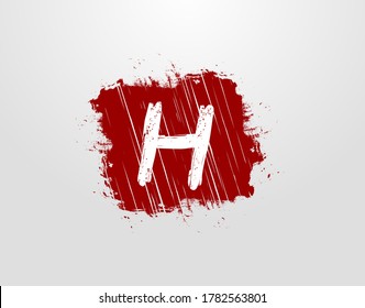 H Letter Logo in Red Square Grunge Element. Retro Rusty Square Logo Design-Vorlage.