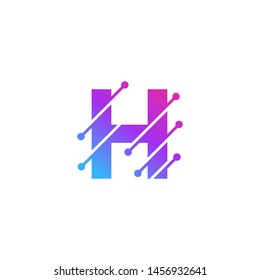 H Letter Logo Science Technology. Connected Dots Letter Design Vector with Points.