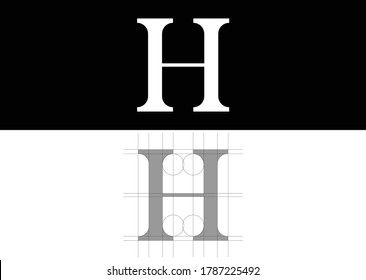 H letter logo with a serif on the background. Vintage vector typeface for labels, headlines, posters, cards.Elegant,minimal,simple,clean icon.Grid system.