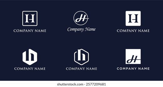 H Letter Logo Set Monogram style, bundle vector