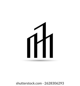 H Letter Logo in the shape of a skyscraper. Good for property, real estate, mortgage and housing businesses.