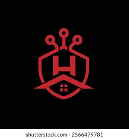 H letter Logo with Shield, H shield logo design template