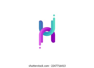 H letter logo with splash effect in gradient color monogram design