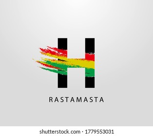 H Letter Logo mit Splatter und Rasta Farbe. Letter H Reggae