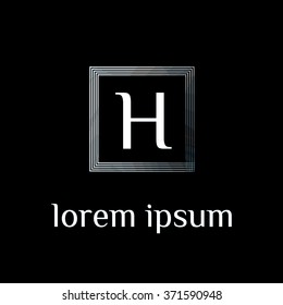 H letter logo in square border - vector (sign, symbol, icon, border)