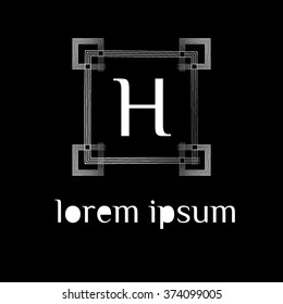 H letter logo with square border - vector (sign, symbol, icon, border)