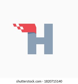 H letter logo with taxi checkered pattern line. Perfect for transport company advertising, sportswear sign, furious identity, etc.