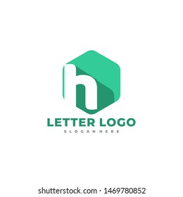 H letter logo template with polygon.