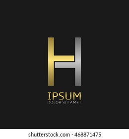 H letter logo template for your business company. Golden and silver colors