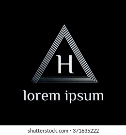 H letter logo with triangle border - vector (sign, symbol, icon, border)