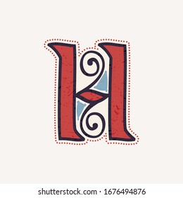 H letter logo in true celtic knot-spiral style. Perfect typeface for for history identity, medieval print, tribal posters, etc.
