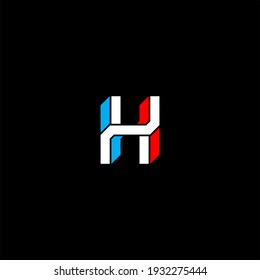 Diseño vectorial del logotipo de la letra H sobre fondo de color negro. h alfabeto