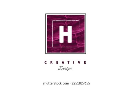 H letter logo Vector watercolor maroon hand drawn white background. Trendy business card, invitation, icon