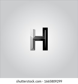 Logotipo de letra H con fondo de degradado blanco.Icono de letra negra.Diseño agradable de letras.